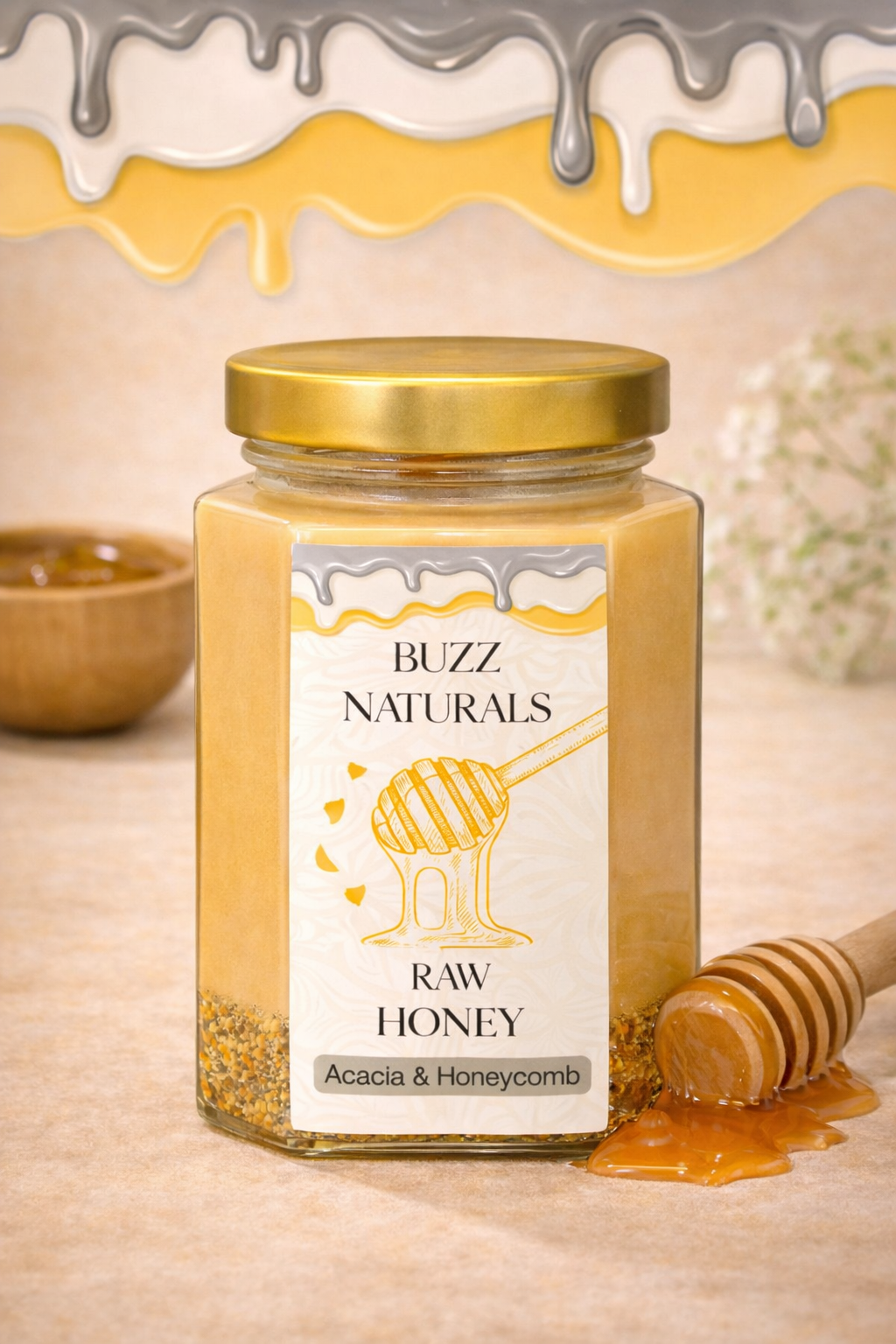Raw Acacia Honey with Honeycomb 250g