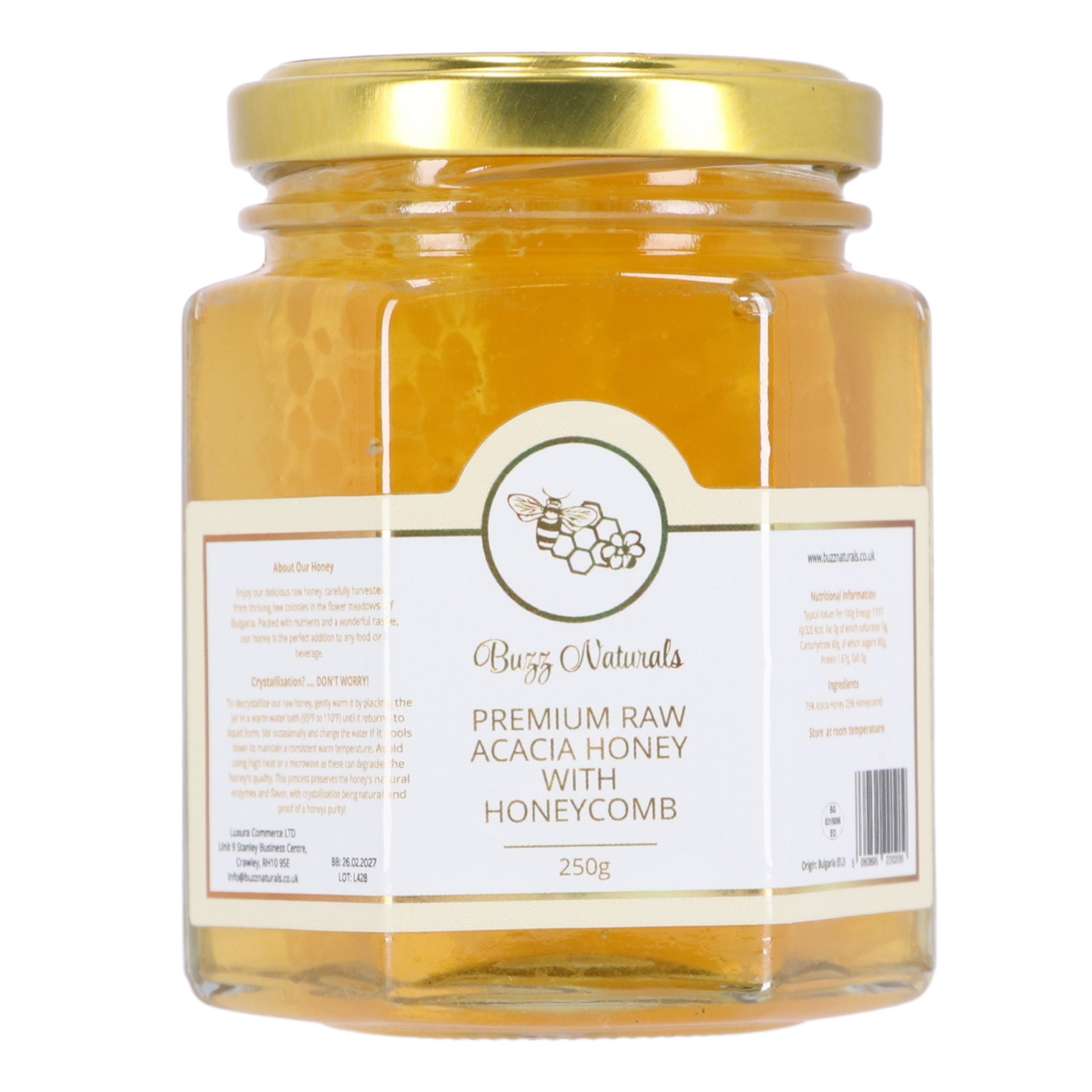 Raw Acacia Honey with Honeycomb 250g